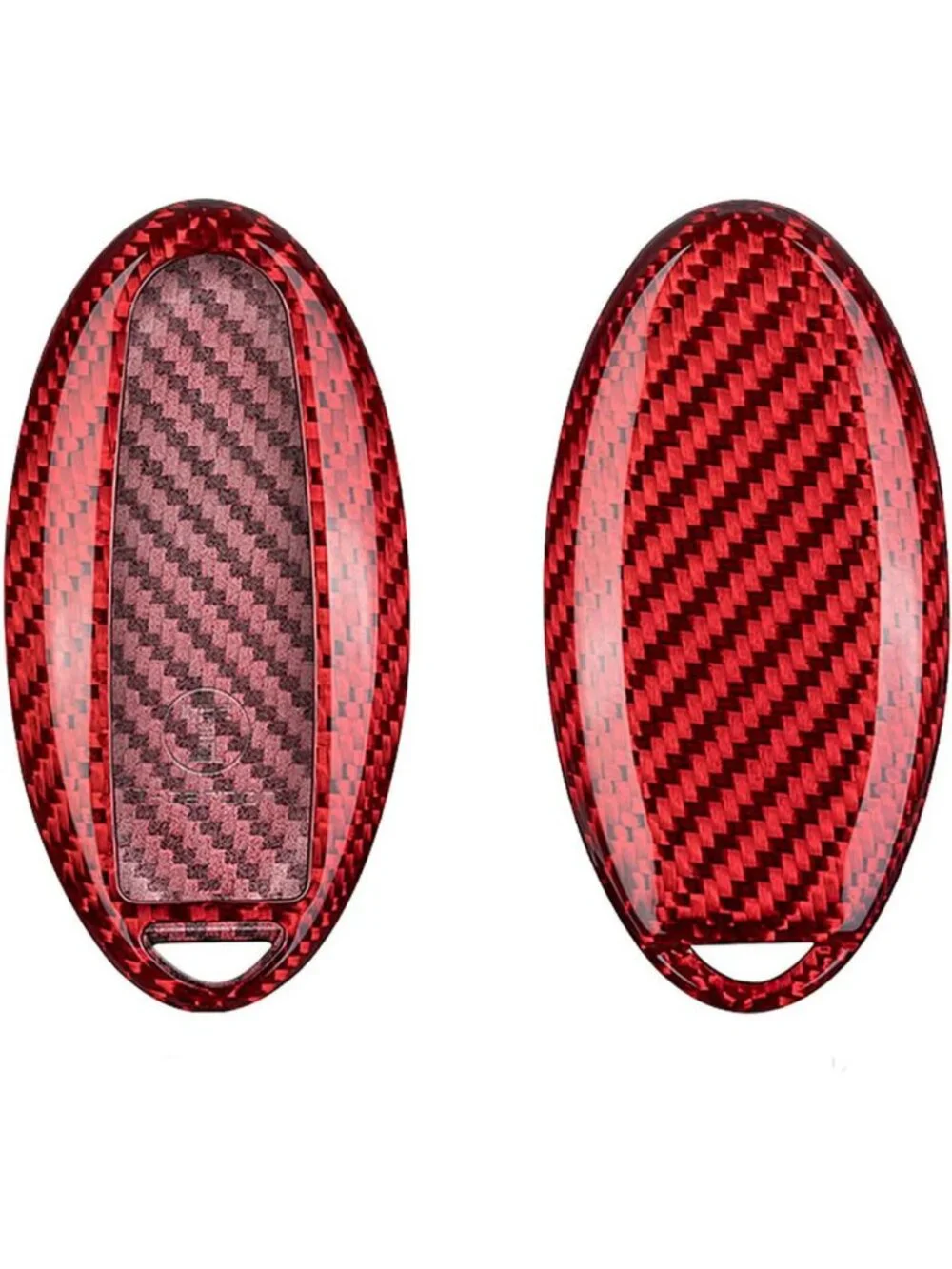 Sleek Carbon Fiber Key Fob Cover for Nissan Models - Smart Remote Case, Red